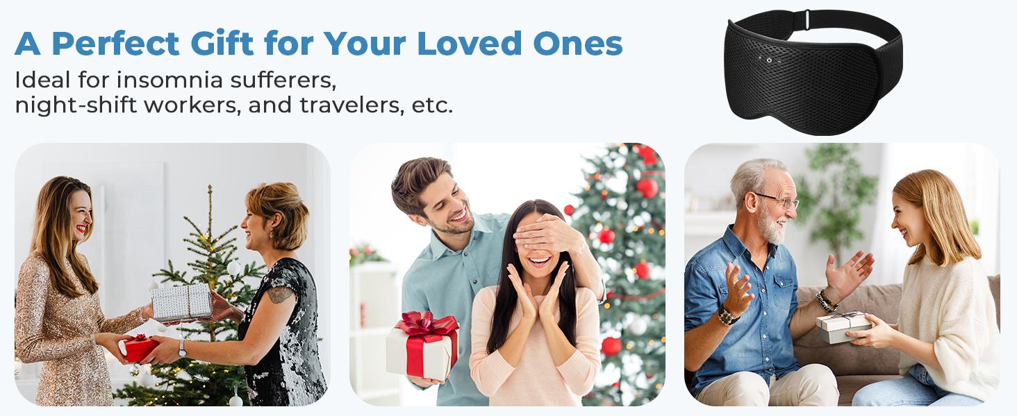 3D Contoured Sleep Mask with Bluetooth Headphones, Eye Mask for Sleep, Sleeping Headphones for Side Sleepers with Ultra-Thin Stereo Speakers for Men, Women, Tech Gifts - Black