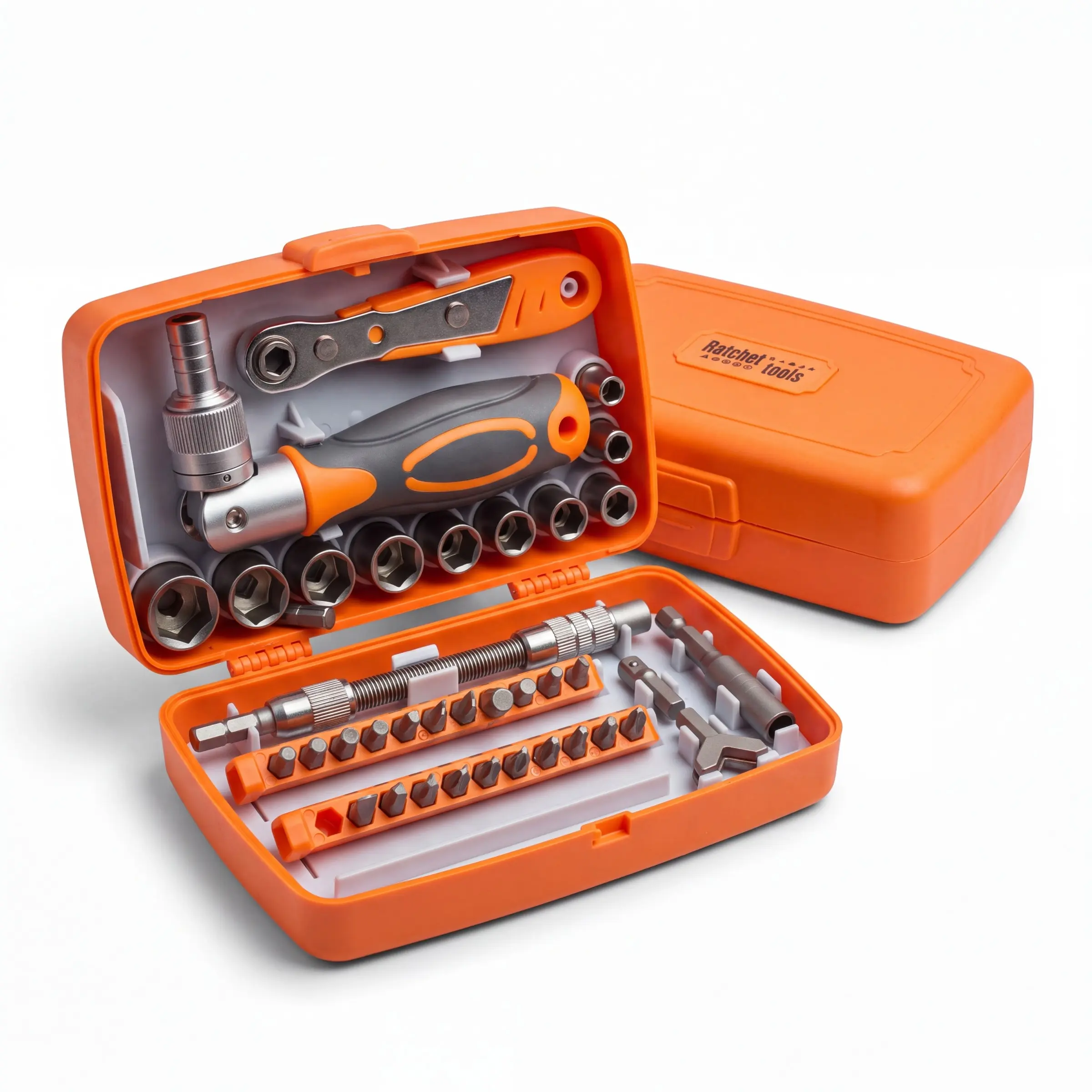 Ratchet Screwdriver Tool Set, 38pcs Socket Set & Screwdriver Bit Set with Rotatable Ratchet Handles & Storage Case, Household Repair Tool Kit for Bike