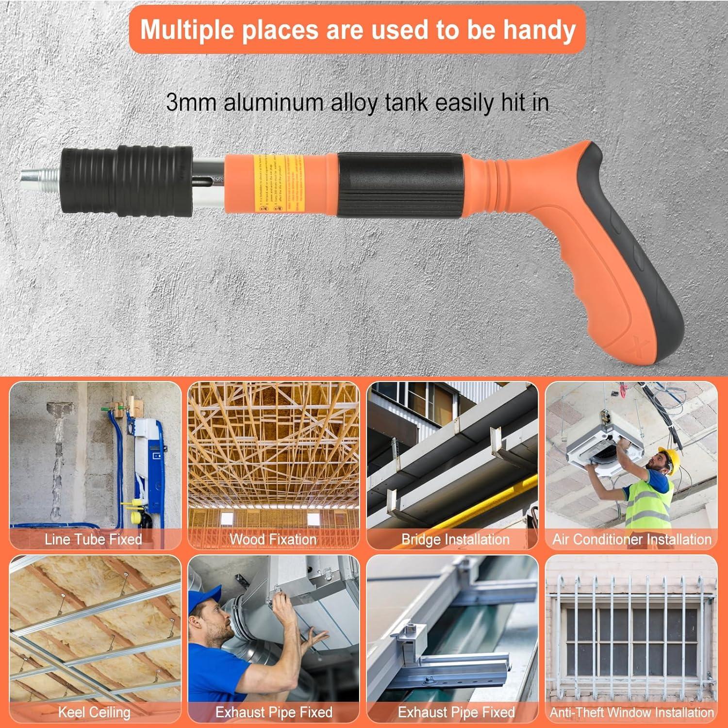 Manual Mini Steel Nail Gun 5 Gears Power Adjustable Wall Nail Guns for Ceiling，Manual Steel Nails Gun Tool, Concrete Nail Gun, Mini Portable Nail Shooting Machine with 100 Nails (Nail Gun Set), dealsforyoudays