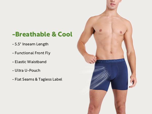 David Archy Men's Bamboo Cooling Fiber Boxer Briefs Breathable Soft Moisture-Wicking Fabric Basic Menswear Underwear with Fly Multipack Comfortable Daily Wear Gift Pants Long boxers for men Socks Stylish TikTokShopRestock Rayon Plain