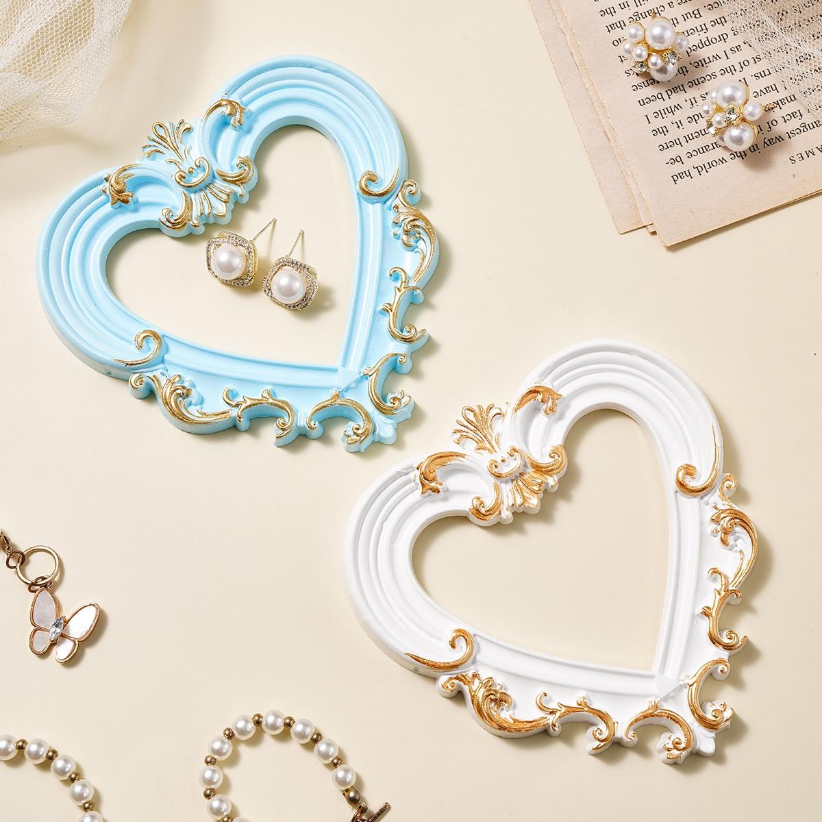 European Style Heart Frame Decor, Resin Hand-Painted DIY Decoration, Bathroom Ornament, Photography Prop, Party Scene Setter