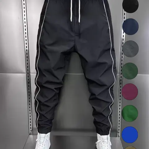 Men's Fashion Casual Jogger Pants, Side Striped Simple Style, Waist Drawstring Elastic Hem, Sports Jogging Pants for Exercise & Daily Wear, Athleisure Casual Bottoms #GLOBAL PICKS