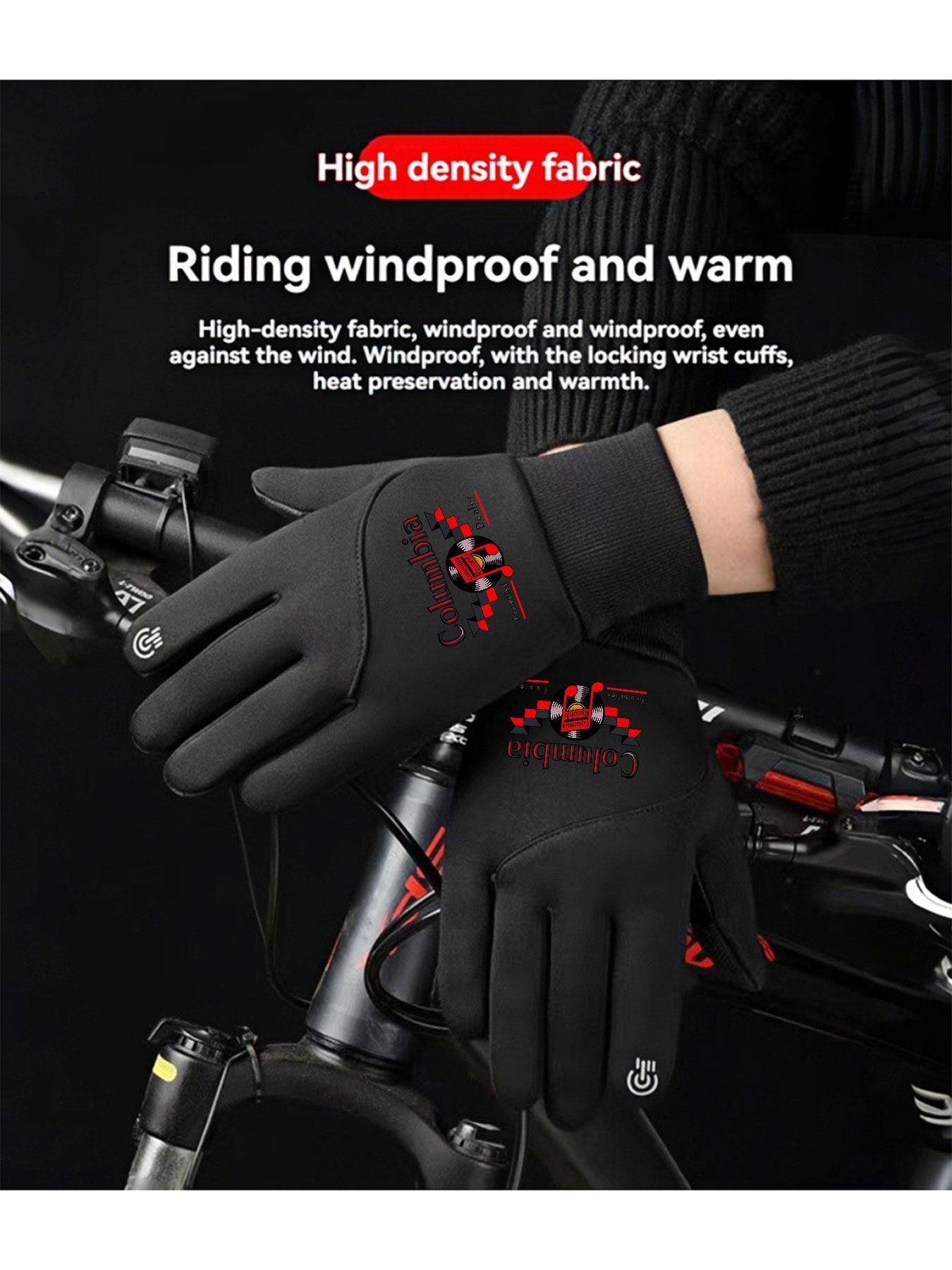 1pc with  Columbia Records VintageIconic Logo Music Fan winter gloves mountaineering gloves Touch Screen cold proof Winter Activities unisex sports gloves Warmest winter gifts Soft