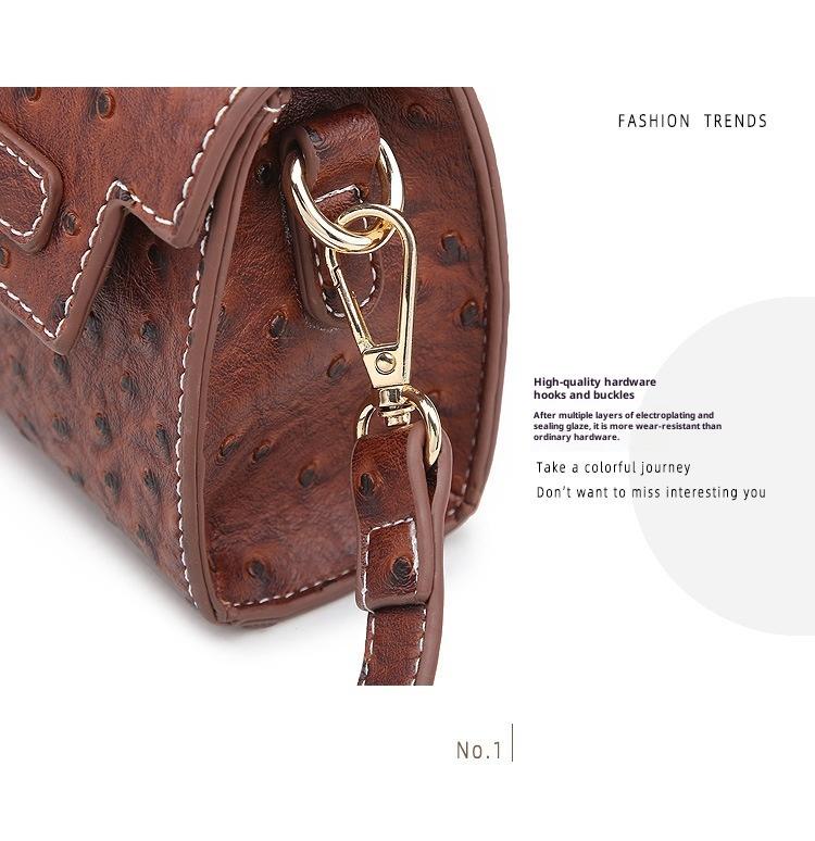 NOVEL Best-Selling New Arrival: Premium Ostrich-Print Handbag for Women, Luxury Niche Clutch, Unique Design, Retro Colors, Shoulder/Crossbody Bag, Elegant Evening Bag, Kelly Bag