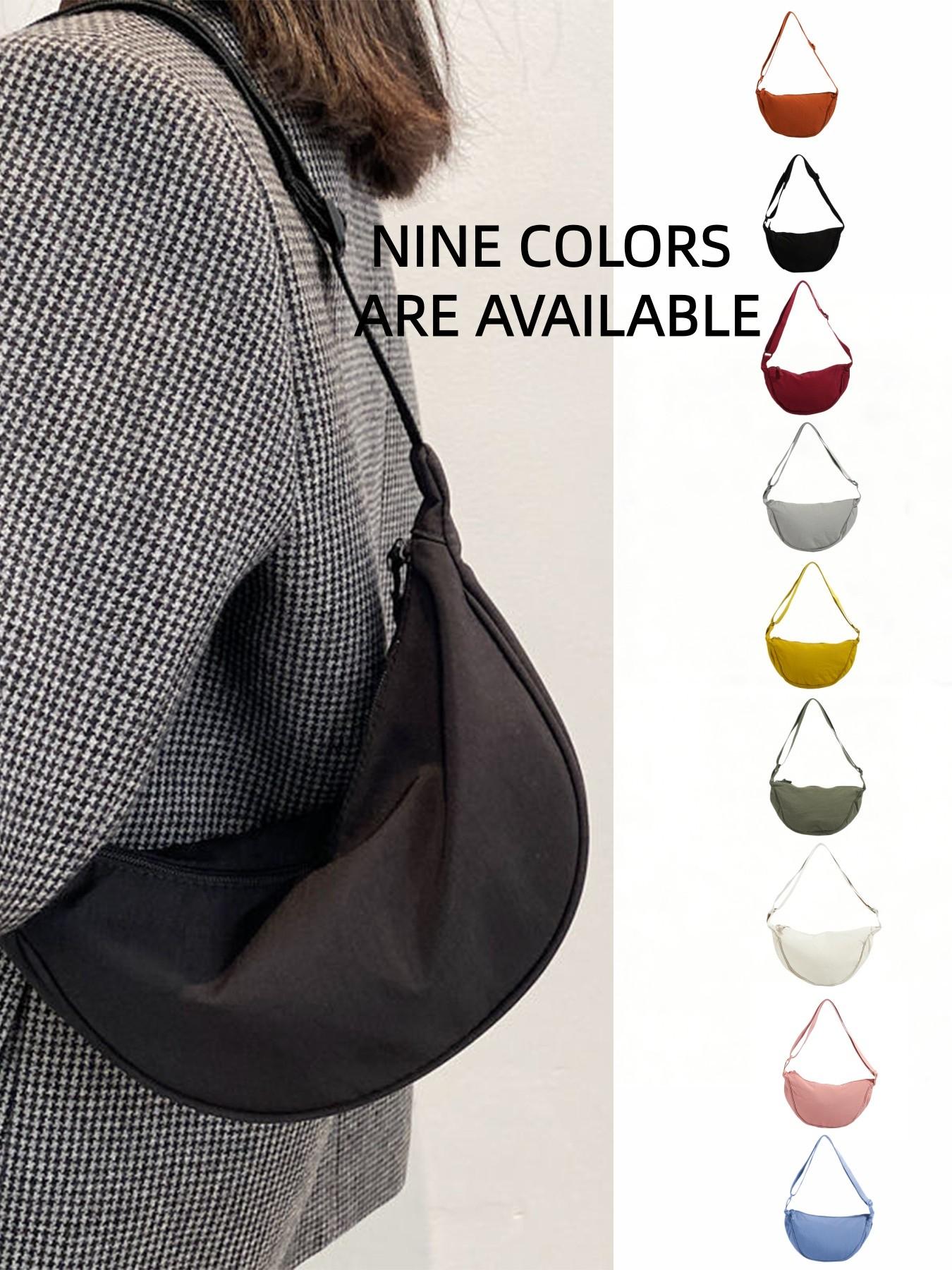 Smart Moon Shape Bag, Adjustable Shoulder Strap Mini Bag, Lightweight Waterproof Nylon Material, Zipper Closure, Casual Crossbody Bag for Everyday Use