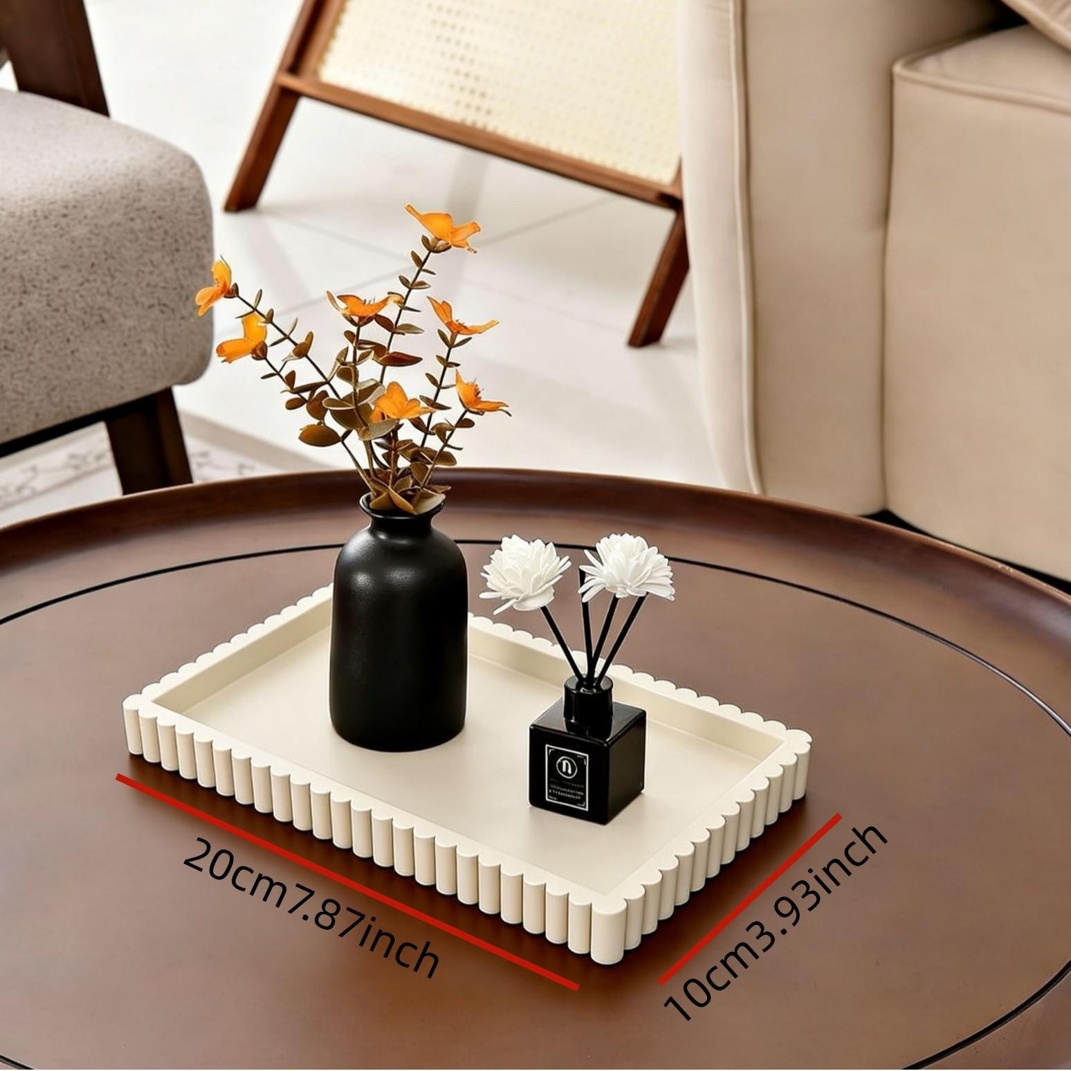 Square Storage Tray for Bathroom, Kitchen, Living Room, Vanity, Key, Cosmetics, Ring Holder, Decorative Edge Design