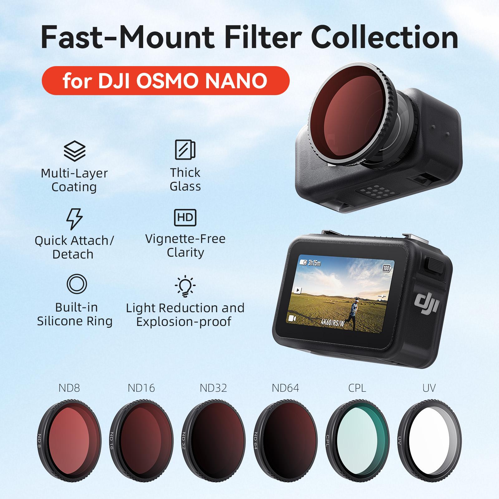 Dji Osmo Nano Quick-Release ND Filter Set, Protective Lens Kit for Dji Action Camera Accessories, Essential Gear for Sports Photography & Filming