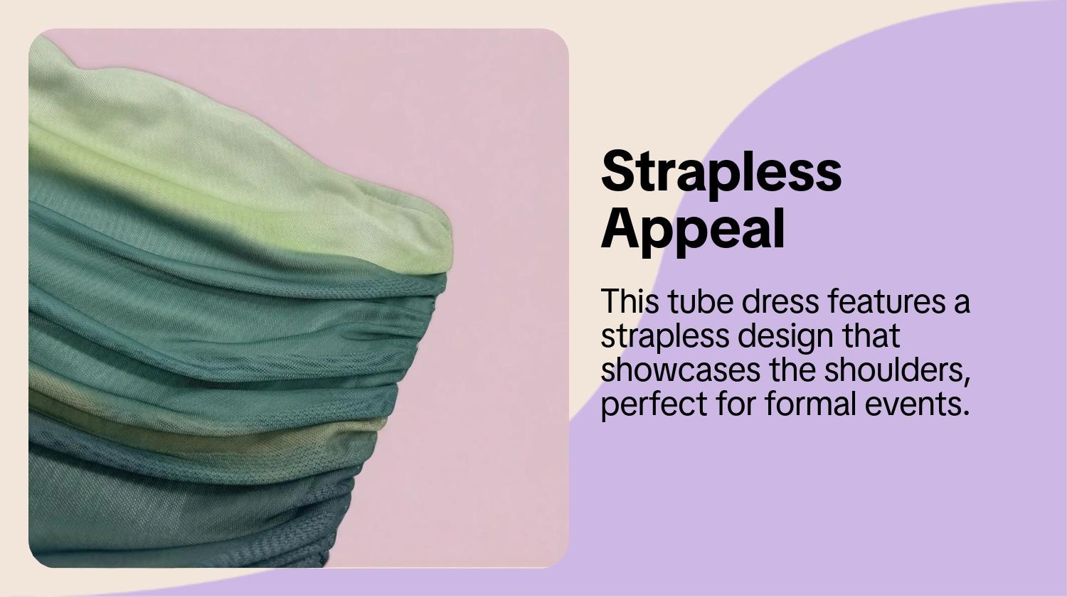 Women's Ruched Tube Dress, Elegant Strapless Dress for Party and Evening, Ladies Clothes for All Seasons