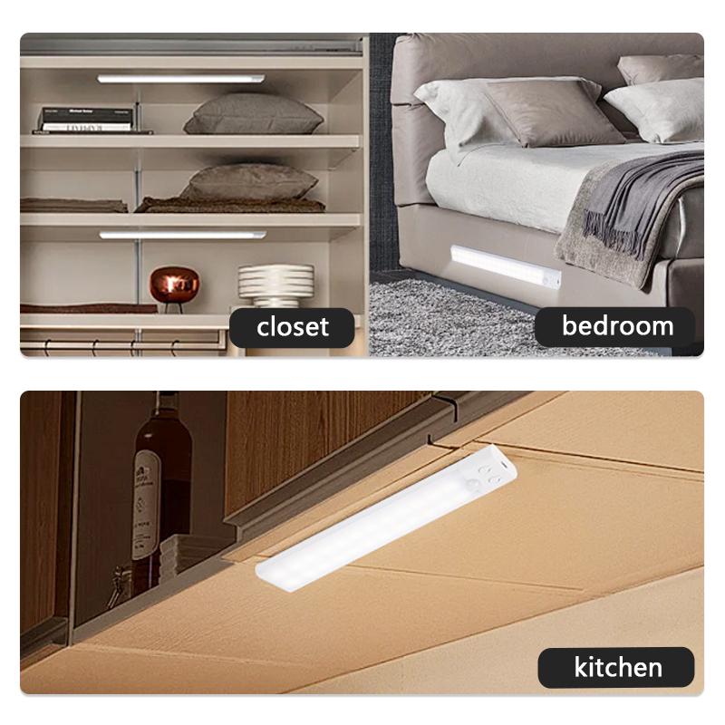 4 Pack Under Cabinet Kitchen Lights, Motion Sensor Dimmable  1500mAh  LED Under Counter Rechargeable Wardrobe Indoor Night Lights for Kitchen Shelf Stairs Closet