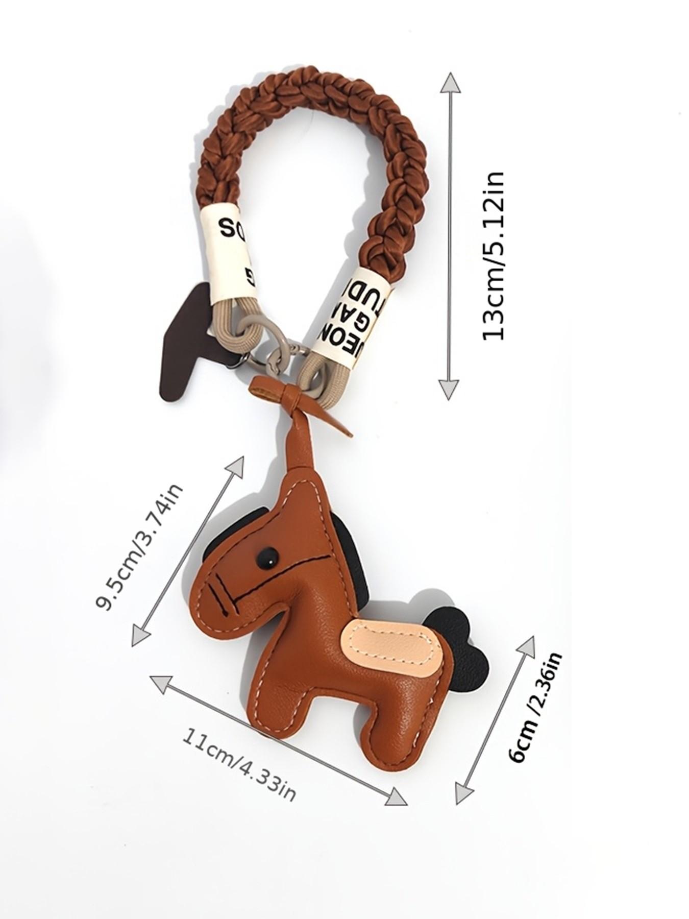 PU Horse Shape Bag Decorative Pendant, Artificial Leather, Handmade Braided Rope Wrist Strap, Women's Handbag Phone Keychain Gift
