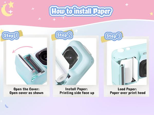 Instant Print Camera for Kids, HD Digital Camera, Christmas Birthday Gifts for Kids, Portable Toy Camera with 32GB SD Card & 3 Rolls Printing Paper