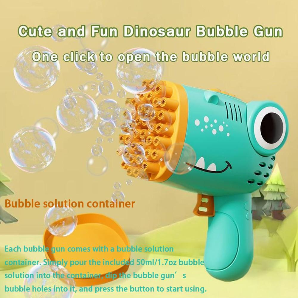 Handheld Outdoor Wedding Party Bubble Machine, 40-Hole Dinosaur Bubble Blower, Includes 50ML Bubble Solution, No 4AA Batteries Included