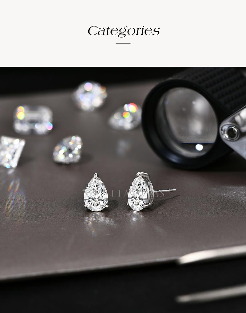 1CT Pear Shape Synthetic Moissanite Ear stud For women Daily Wear Birthday Present Jewelry E031