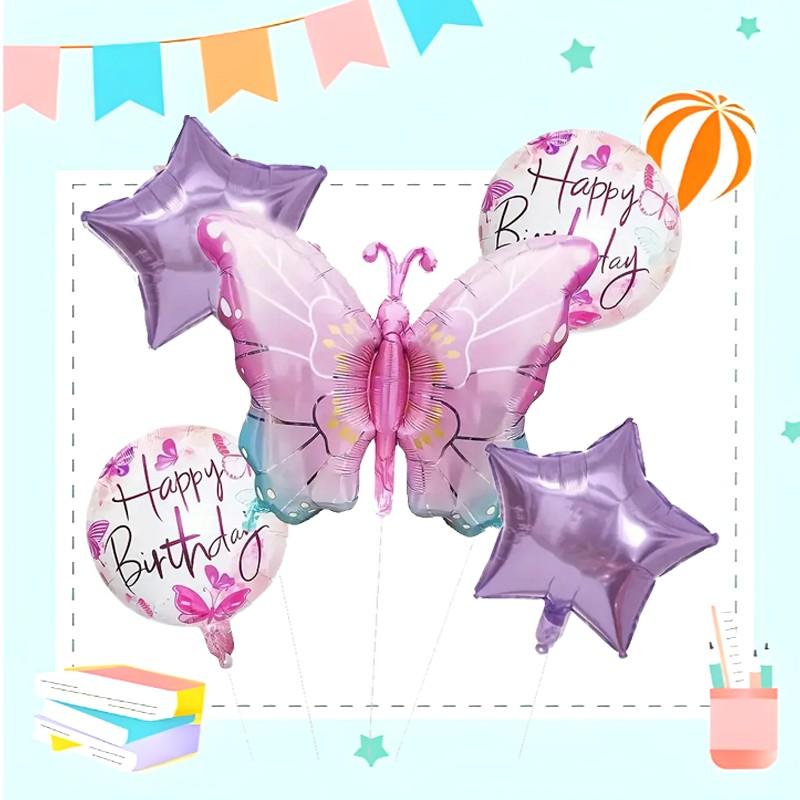 Dreamy Butterfly Star Foil Balloons, Assorted Styles Kit for Wedding, Birthday, Holiday Events, Backdrop Decor