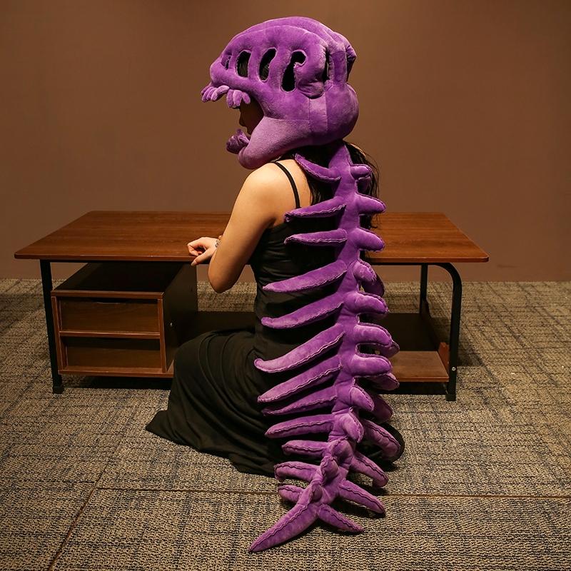 Dinosaur Skeleton Headgear Pillow, 4 Color Options Available, Unisex Cushion, Perfect for Halloween Party Cosplay and Sofa Lounging