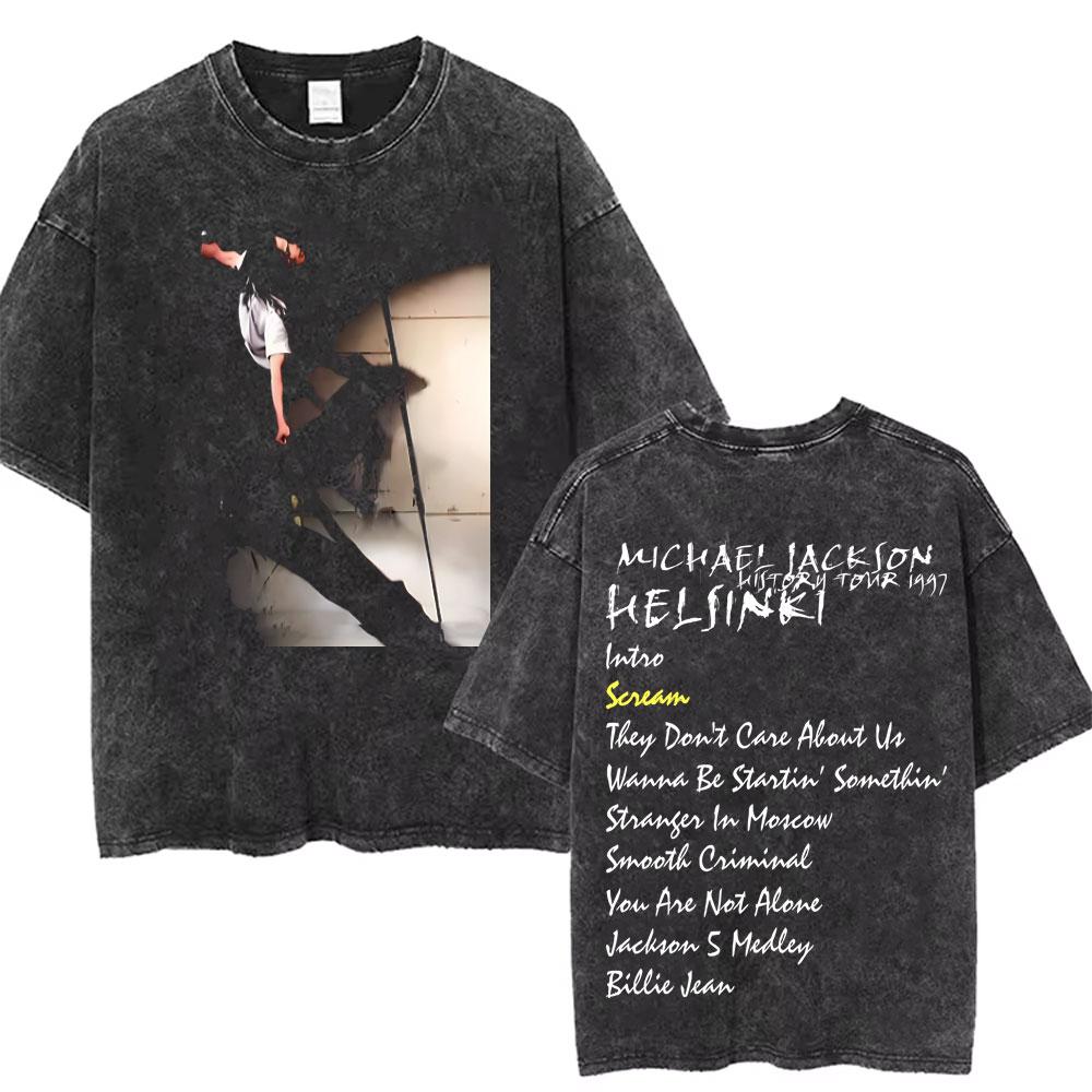 Washed Vintage Thriller Graphic T Shirt Cotton Casual Streetwear Daily Wear Retro Gothic Rock Style Punk Oversized Loose Fit For Men Women Teens Trendy Fashion