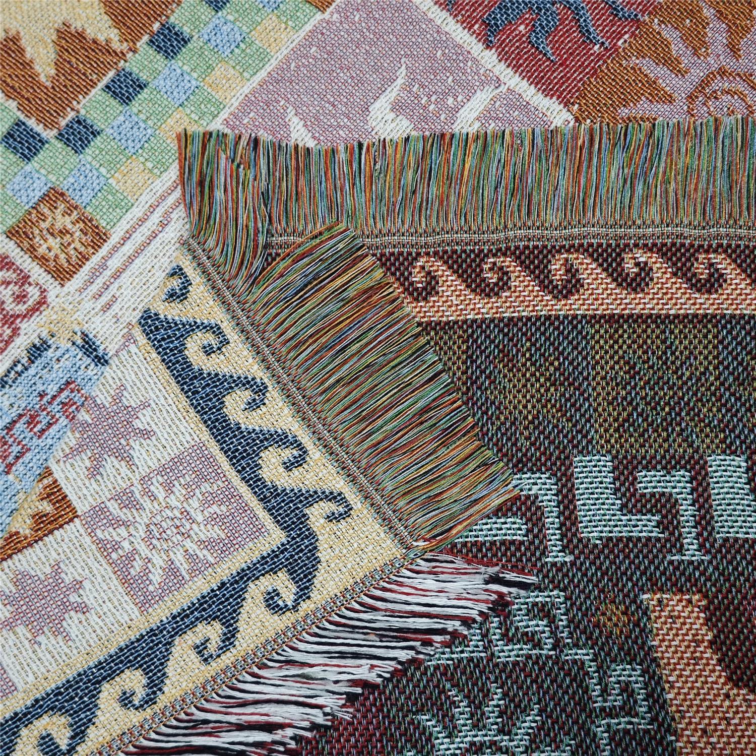 Multi-Function Tassel Woven Blanket, Decorative Blanket, Spliced Geometry Pattern Bed Blanket, for Sofa Cover Couch Throw Blanket Armchair Home Decor Furniture Slipcover Tablecloth Shawl Outdoor Picnic Camping Beach Towel Office Nap