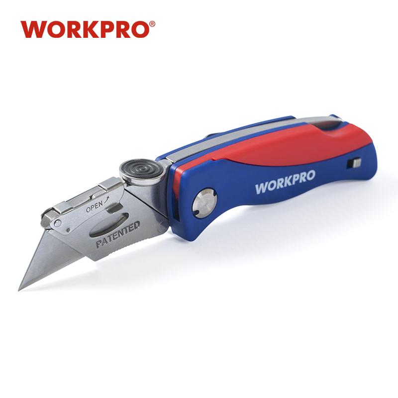#JumpstartSale WORKPRO Folding Utility Knife, Quick-Change Box Cutter, Blade Storage in Handle with 5 Extra Blades Included #JumpstartSale WORKPRO Folding Utility Knife, Quick-Change Box Cutter, Blade Storage in Handle with 5 Extra Blades Included