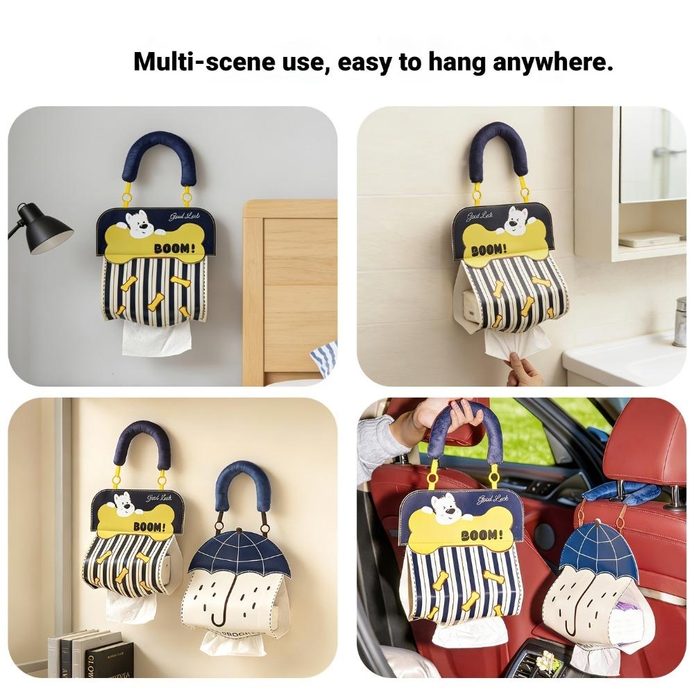 Creative Wall-Mounted Tissue Box, Soft Tissue Storage Bag for Both Bedroom and Kitchen, Fun Hanging Tissue Box.