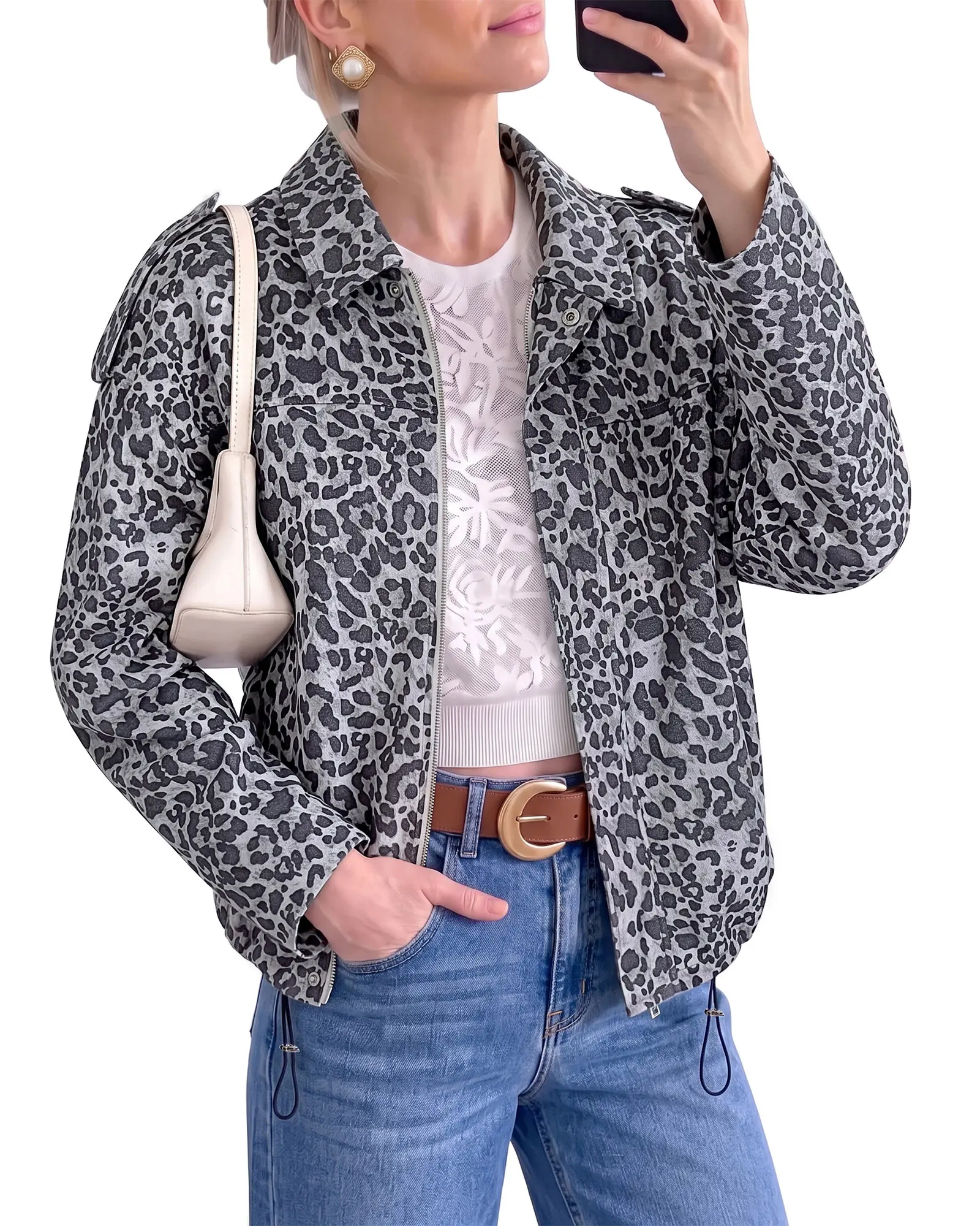 luvamia Faux Suede Leopard Jackets for Women Oversized Zip Up Bomber Coats Cheetah Animal Print Fall Jackets, Snap-Button Shoulder Tabs, Inner Lining, 2026 Trendy Fall Winter Coats, Western Outfits
