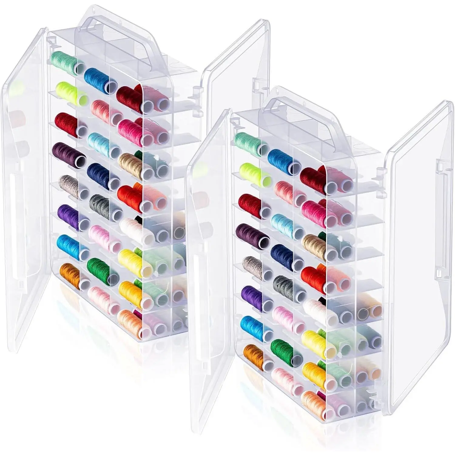 2 Pcs 46 Grids Thread Holder, Double Sided Sewing Thread Organizer