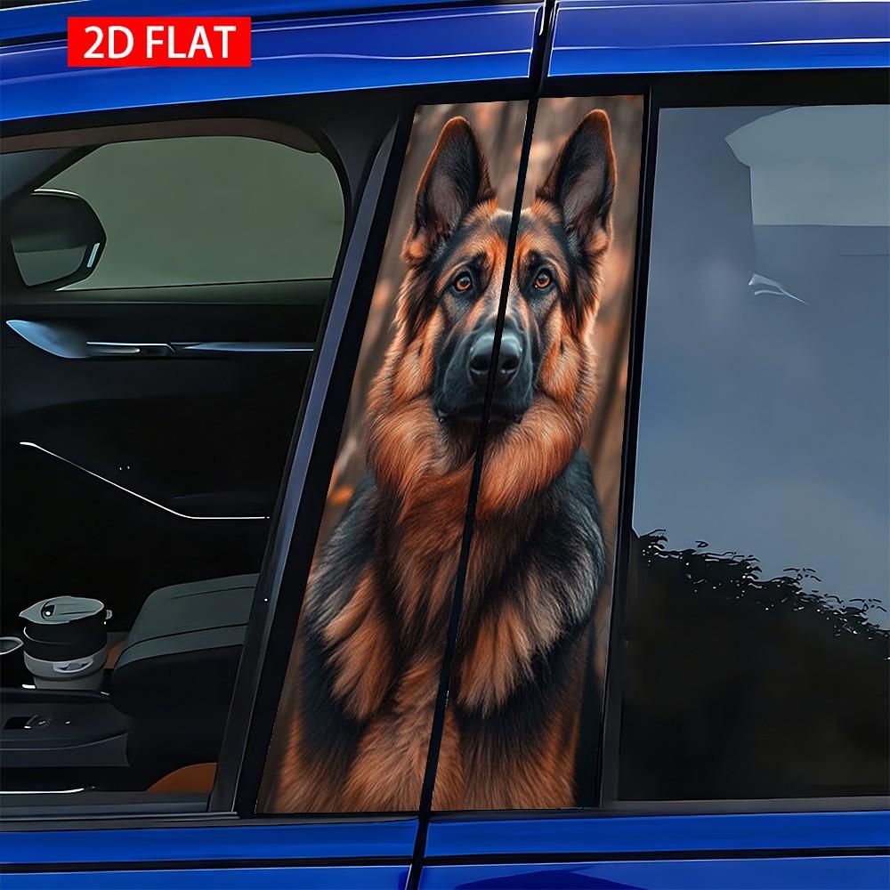 2 Sets German Shepherd Car B Pillar Stickers, Self-Adhesive PVC, Waterproof Scratch-Resistant, Ideal for Car Exterior Decoration