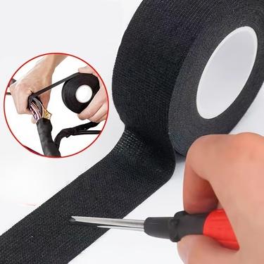 High Temperature Resistant Wire Harness Tape Heat Resistant Tape Self-Adhesive Fabric Tape Adhesive Cloth Tape for Electrical Car Engine Wiring Protection, Noise Damping Cable Fixing