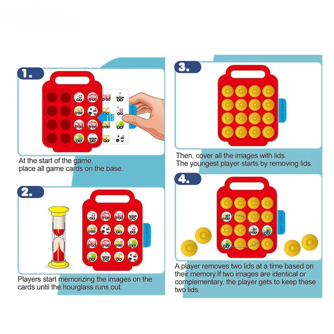 Table Flip Chess Memory Training Game, Interactive Two-Person Board Game, Pair Card Educational Toy, Suitable for 2-4 People