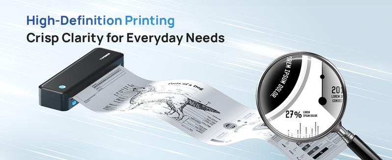 Portable Printers Wireless, D820 Thermal Inkless Printer Support Sizes from 8.5" x 11" to 2" Width, AI Printer, Suitable for Smartphone & PC, Bluetooth Printers for Travel, Home Use Fathersdaygift