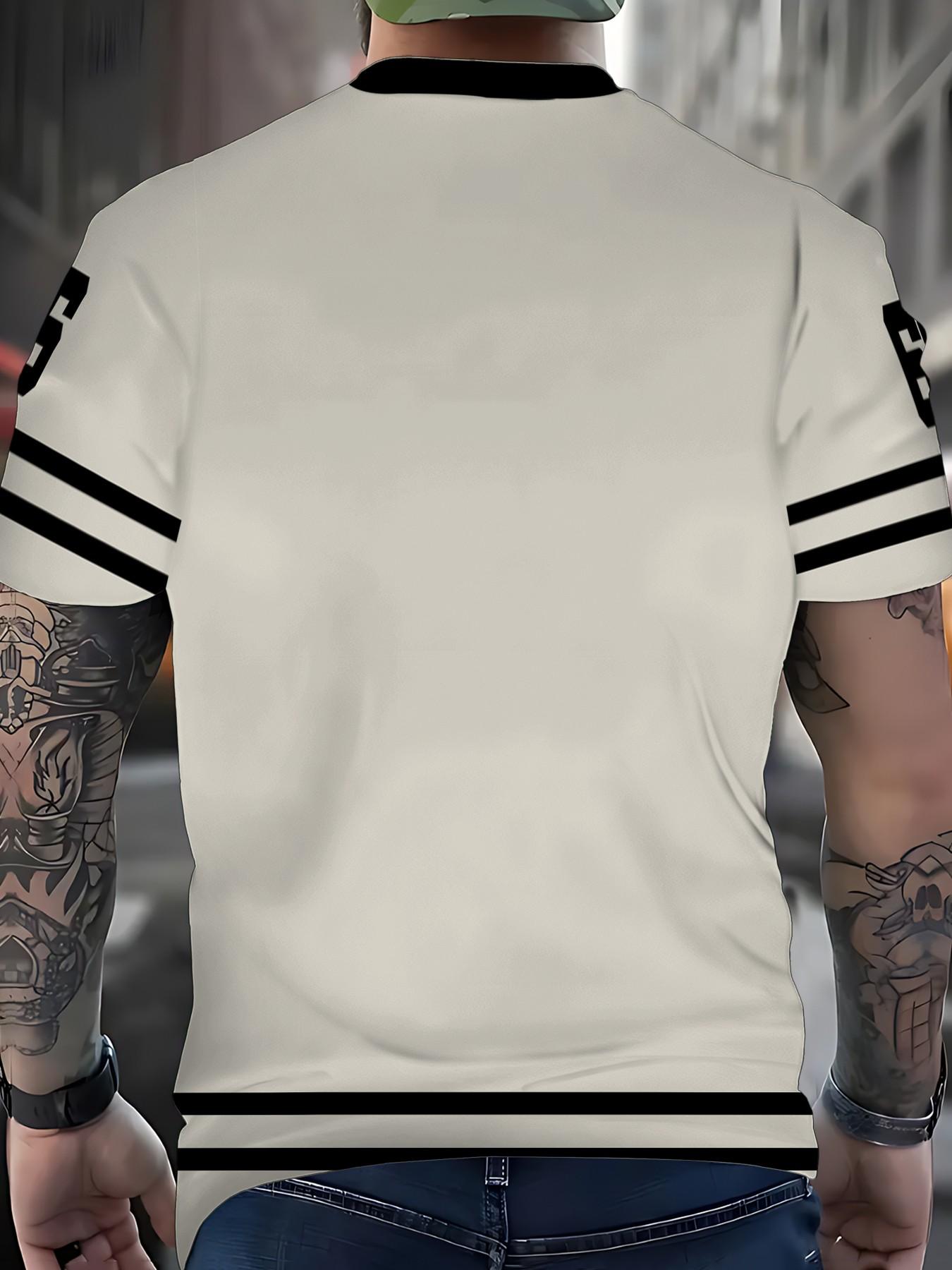 New Casual 3D Digital Print Round Neck T-Shirt, Comfortable Breathable Fabric, Sports Fitness, Number 66 Athletic Jersey