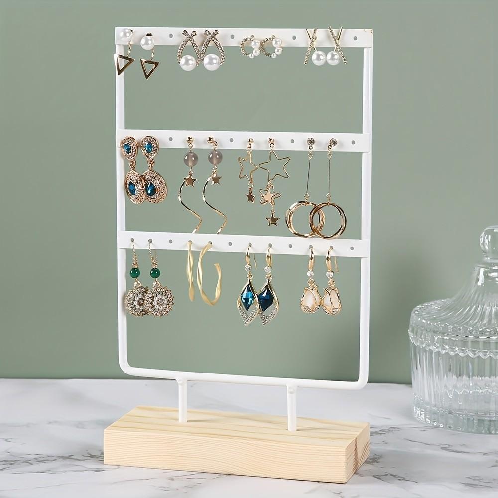 1PC Detachable Jewelry Organizer, Wooden Base, Jewelry/Earrings/Necklace Display Stand, Japanese Minimalist Style, Vanity Jewelry Storage Rack