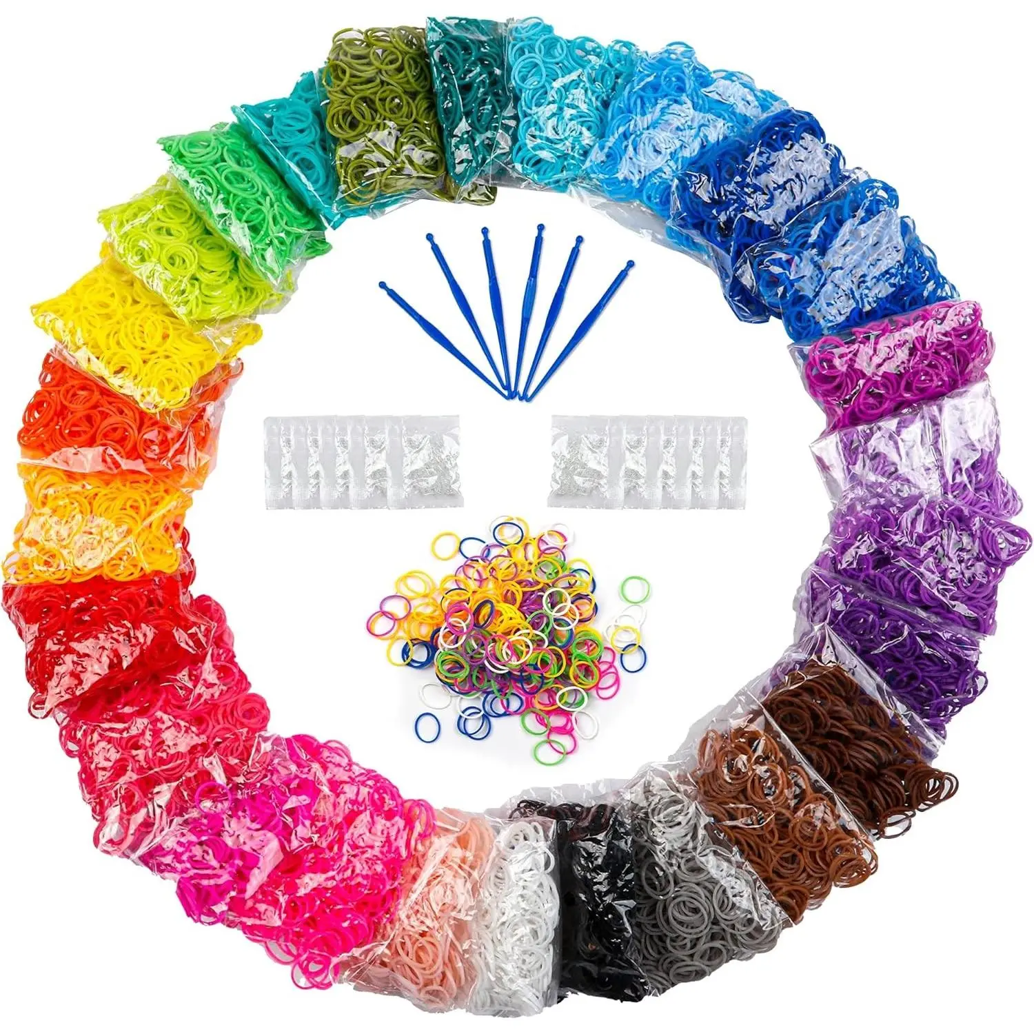 12730+ Loom Rubber Bands Refill Kit in 26 Color with 500 Clips,6 Hooks, Premium Bracelet Making Kit for Weaving DIY Crafting Gift