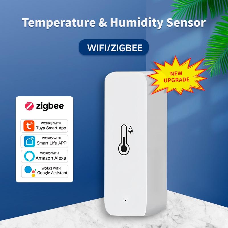 Smart Temperature Humidity Sensor with APP Control, Compatible with Alexa Google Assistant, Bluetooth-compatible/WiFi Enabled, Abs Material, Wireless, Home