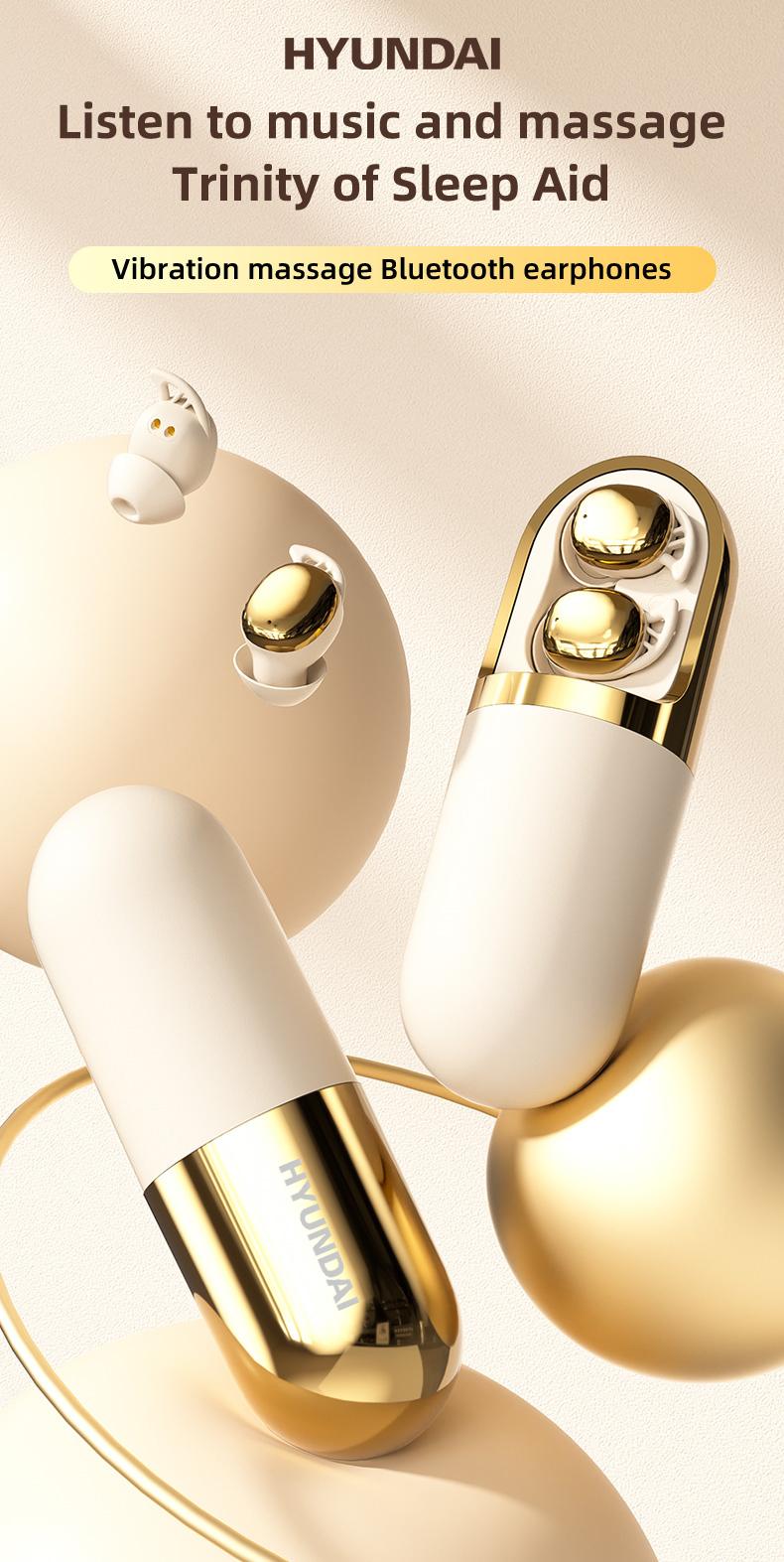 HYUNDAI S13 Vibration massage Bluetooth headphones, equipped with a vibration earphone case, can provide relaxation and massage. a compact and small earphone design, making it suitable for use during leisure sleep without any stress.