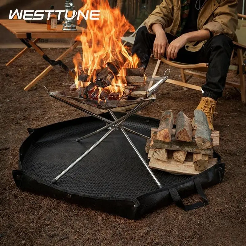 WESTTUNE Camping Fireproof Mat Outdoor Barbecue Picnic Insulation Mat Fiberglass Outdoor Anti Flame Insulation Pad Protector