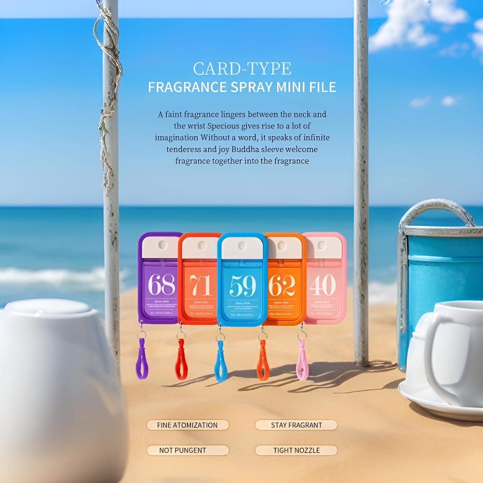 Portable Digital Fragrance Spray 48 ml, Pocket Perfume with Hook in 5 Scents, Long-Lasting Fine Atomization, Portable Daily Fragrance, Floral Spray Perfume, Portable Size, Fine Mist Spray, Variety of Scents