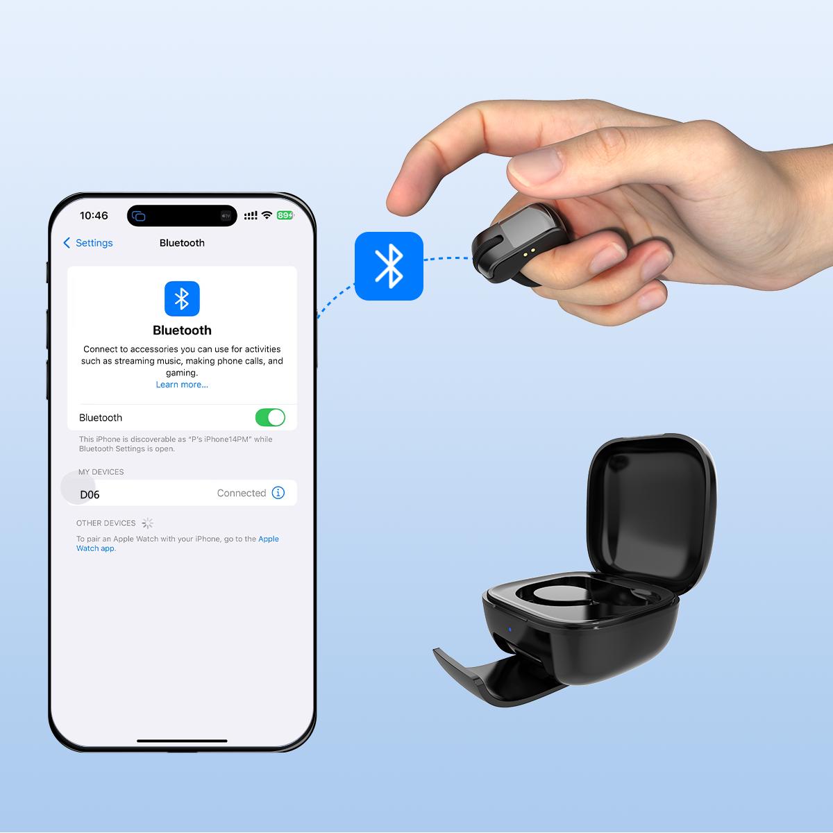 ZOZVO Bluetooth Remote Control Scrolling Ring Finger Air Mouse with Touchpad for Tik_tok Instagram YouTube,Video Scroller & Page Turn for Kindle APP, Remote for PowerPoint Slide,Selfie,Smart Mouse for Android,iOS and PC,Laptop,Mac,Tablet