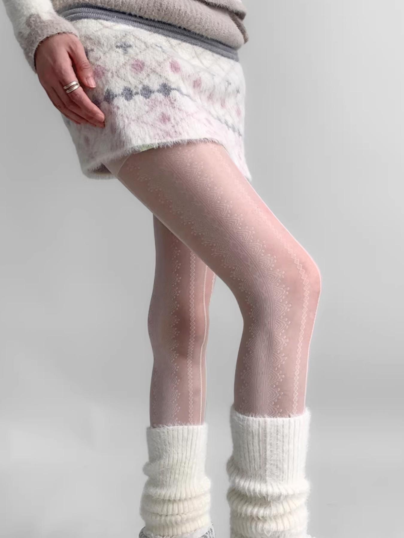 Lace Vertical Stripe Stockings, High Waist Slim-Fitting Tights, Pure Desire Style, All Seasons Fashion, Perfect for Streetwear