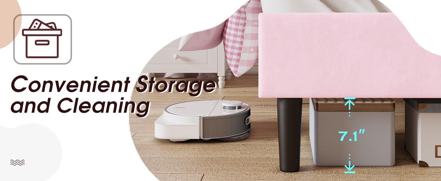 [Mattress NOT Included] VanAcc Bed Frame with Adjustable Cloud Headboard and Customizable LED Light, Velvet Upholstered Bed, Unique Bedroom Furniture, No Box Spring Needed, Twin/Full/Queen