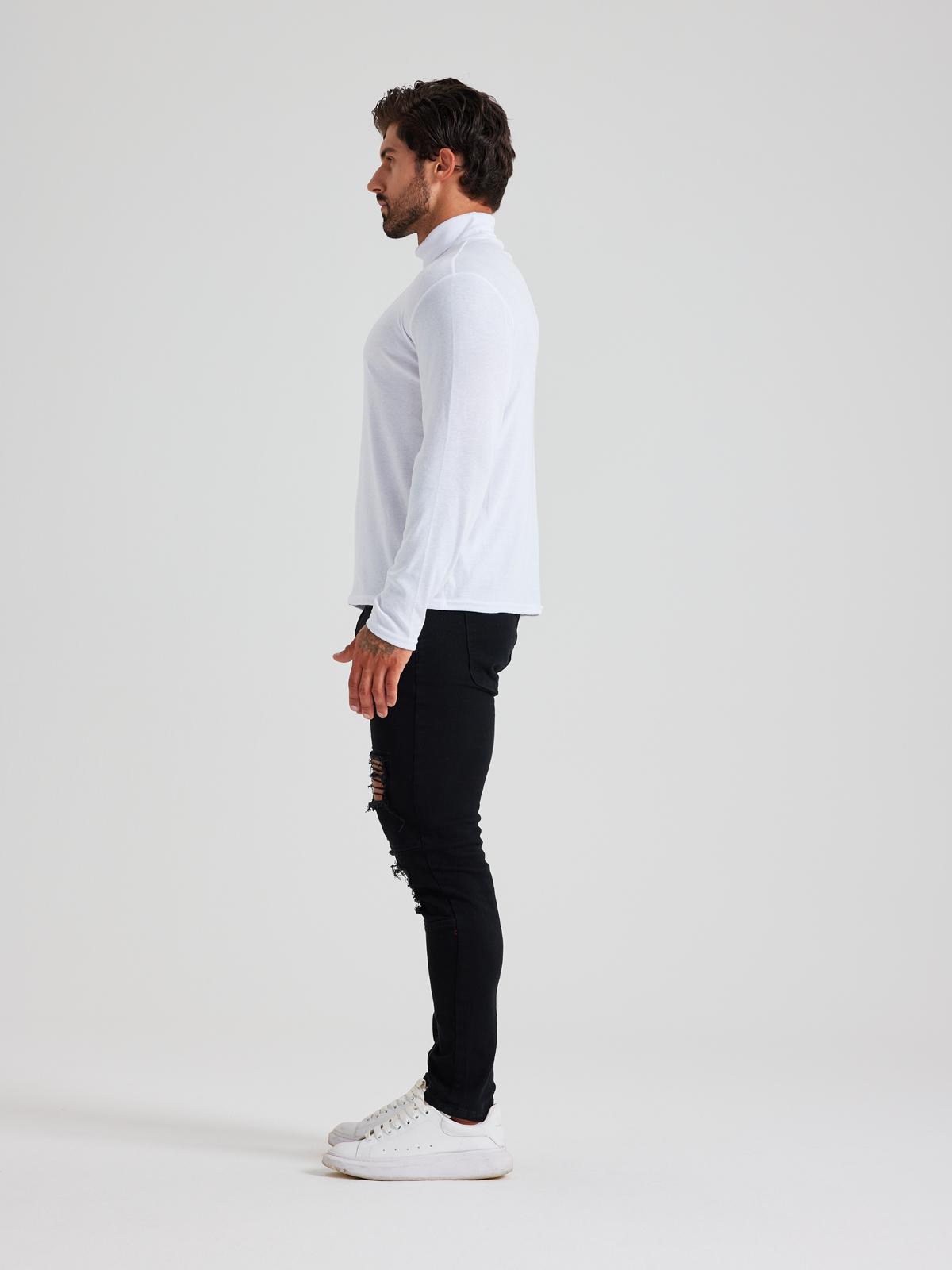 LONGBIDA Men Slim Fit Lightweight Long Sleeve Pullover Top Turtleneck T-Shirt  Fashion Menswear Basic