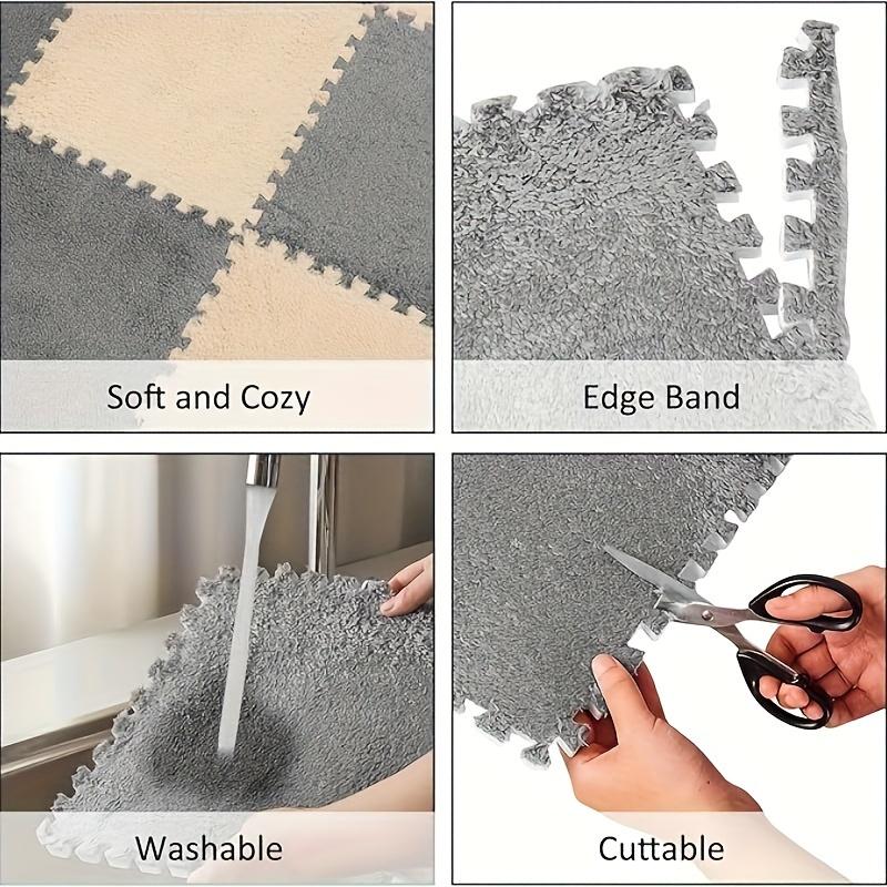 10pcs Solid Color Interlocking Mats, Washable Reusable Exercise Play Mats, Furry Soft Comfort Area Rugs for Living Room, Bedroom, Indoor and Outdoor Use