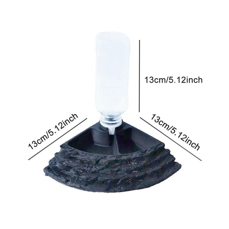 Automatic Feeder and Waterer for Reptiles, Resin Material, Lizard Snake Gecko Tortoise Rock-Like Drinking Bowl, Includes Plastic Bottle