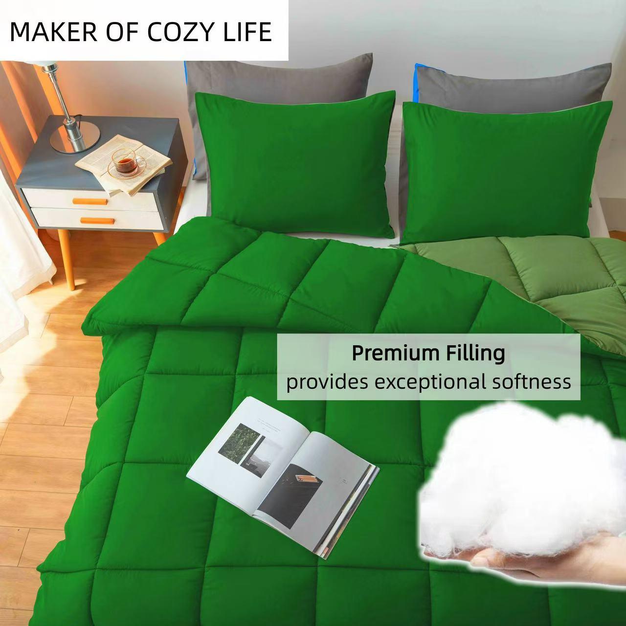 Cosybay 3 PCS Comforter Set(only 2pcs for Twin size) -All Season Soft Bed Set-Lightweight Down Alternative Comforter with pillowcase,Soft Microfiber Bedding Set For All Season,Gift for spring, Home Decor queen comforter set Puffed Quilt