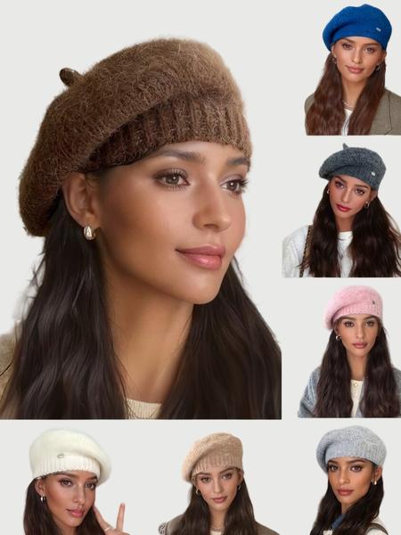 Women's Fitted Beret Hat, Plain Woven Fabric, Casual Style, All Season Wear, Perfect for Daily Use, Knit Hat