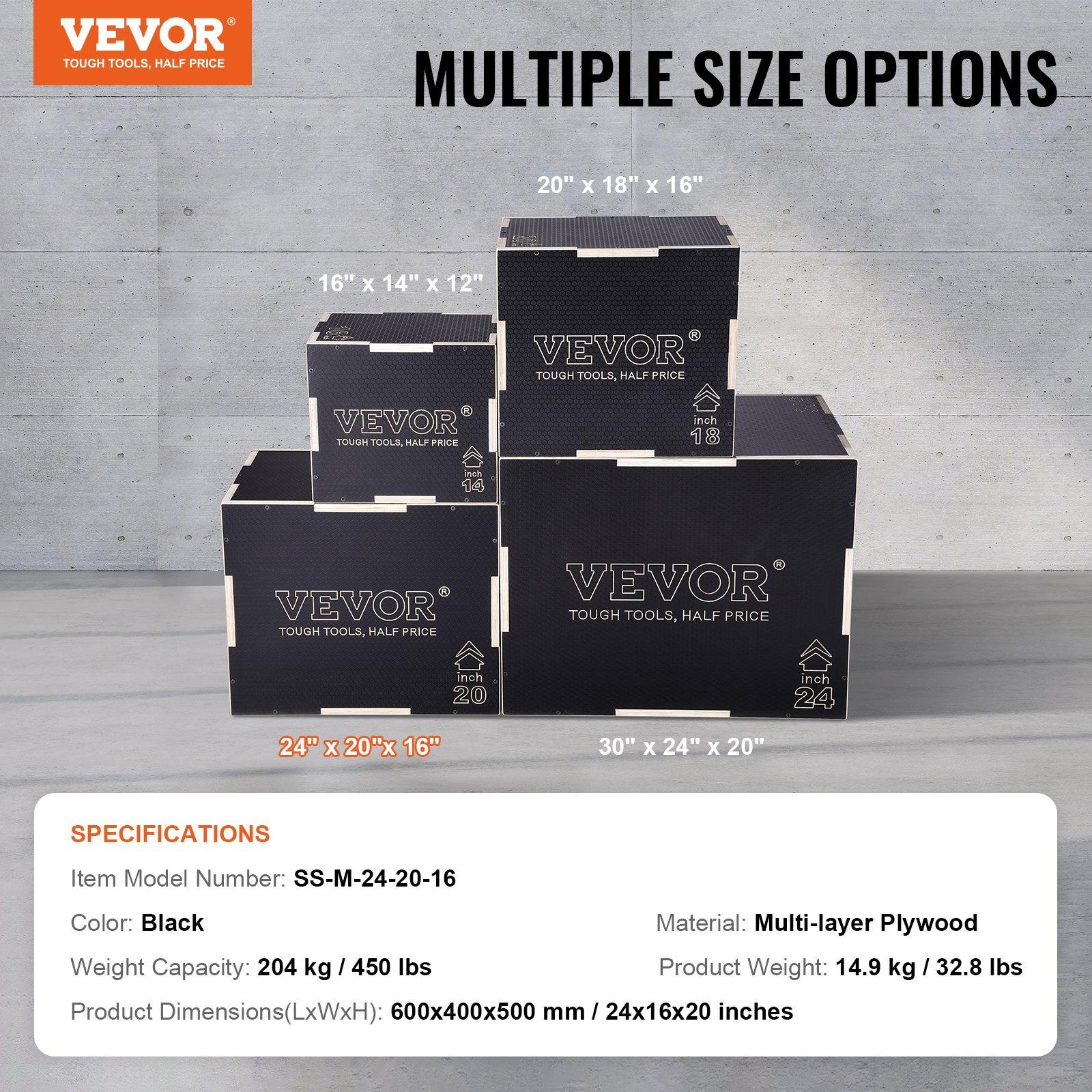【FathersDayGift】VEVOR 3 in 1 Plyometric Jump Box, 24/20/16 Inch Wooden Plyo Box, Platform & Jumping Agility Box, Anti-Slip Fitness Exercise Step Up Box for Home Gym Training, Conditioning Strength Training, Black