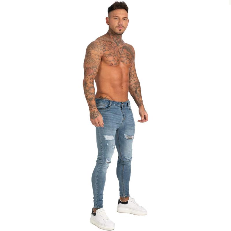 GINGTTO Men Skinny Jeans Slim Fit Stretch Elastic Waist Denim Pants