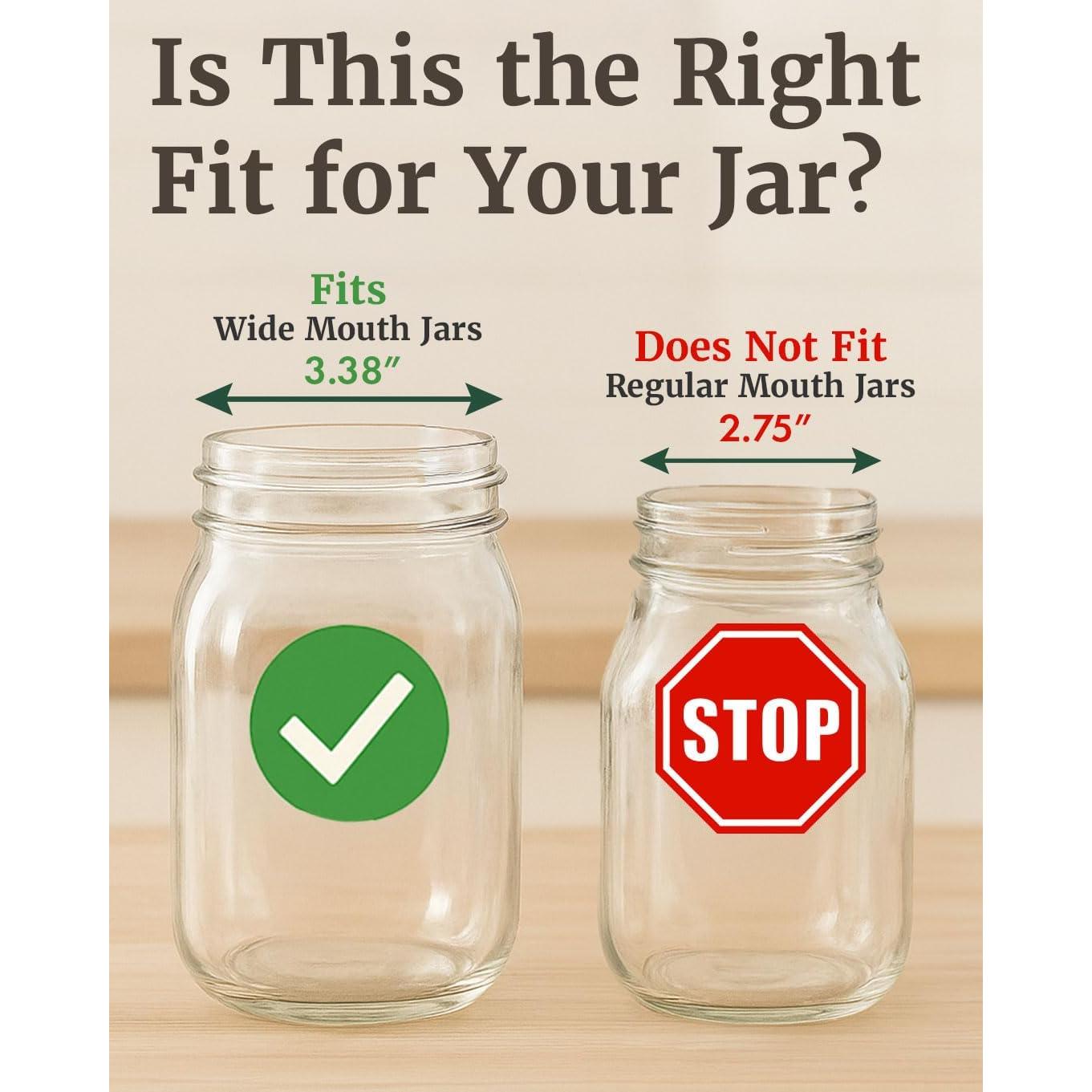 Mason Jar Fermentation  - Easy to Use Fermenting  for Wide Mouth Mason Jars - Make Delicious Sauerkraut & Kimchi, Airlocks Fermentation Kit, Burping Air Lock Fermenters - Set of 2