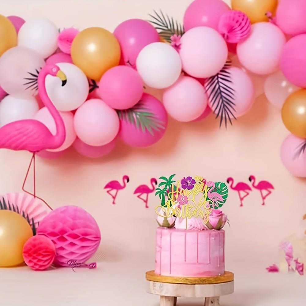 1 flamingo-themed birthday party cake decoration