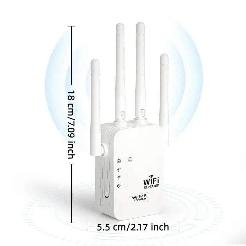 WiFi Extender 1200mbps Dual Band (5GHz/2.4GHz), Signal Booster Coverage 10,000 Sq Ft, 50 Devices, Ethernet Port, Us Plug, Wireless Signal Repeater