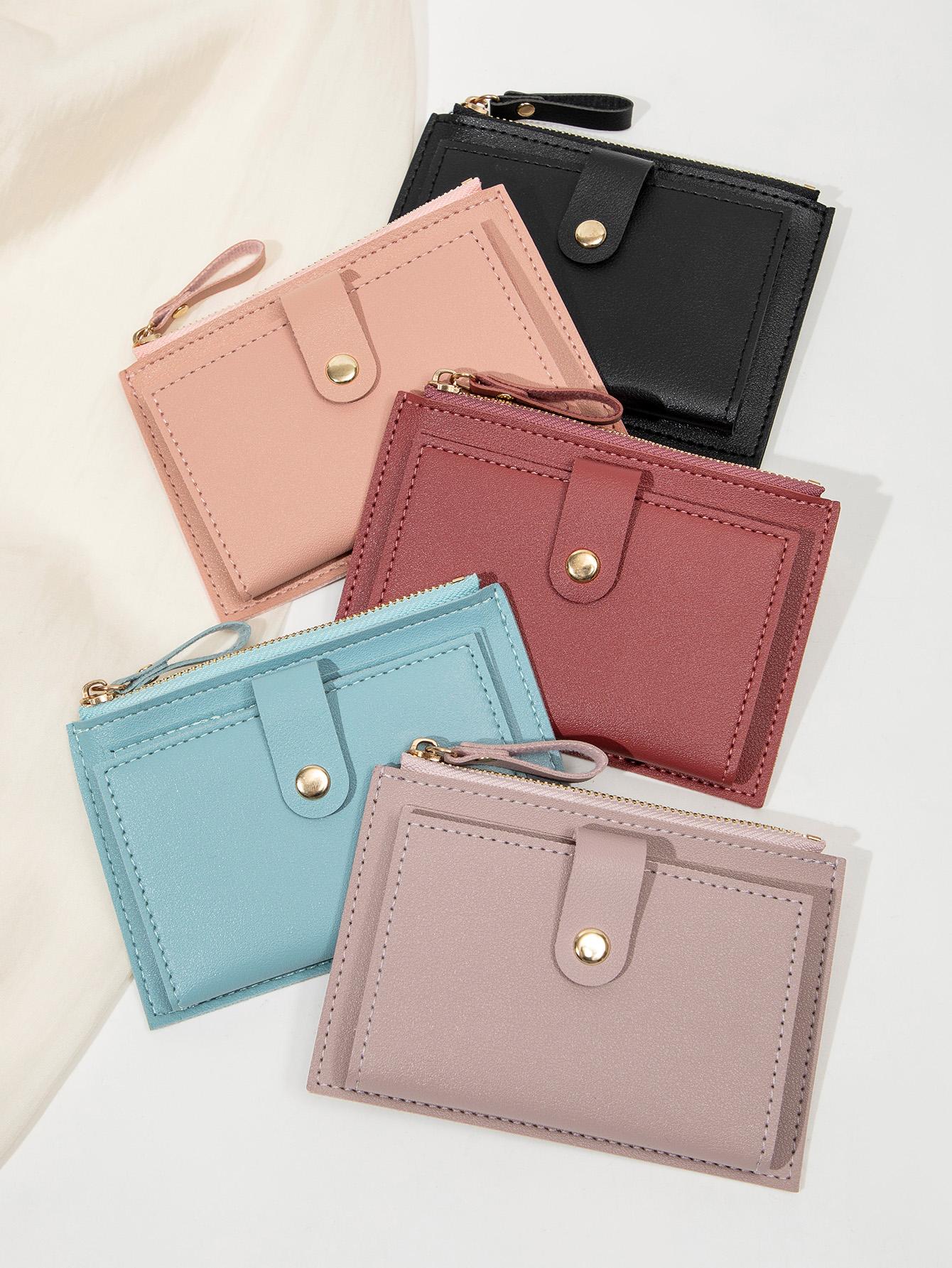Women's Simple Style Plain Color Zipper Short Wallet, Casual Trendy Versatile High-quality Wallet, Fashionable Wallet for Daily Use, PU Leather Wallet